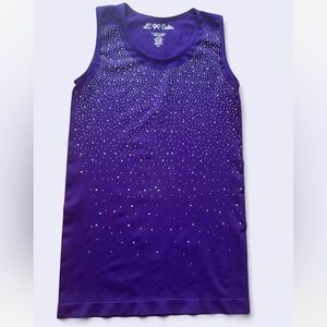 Purple Rhinestone Embellished Tank Top